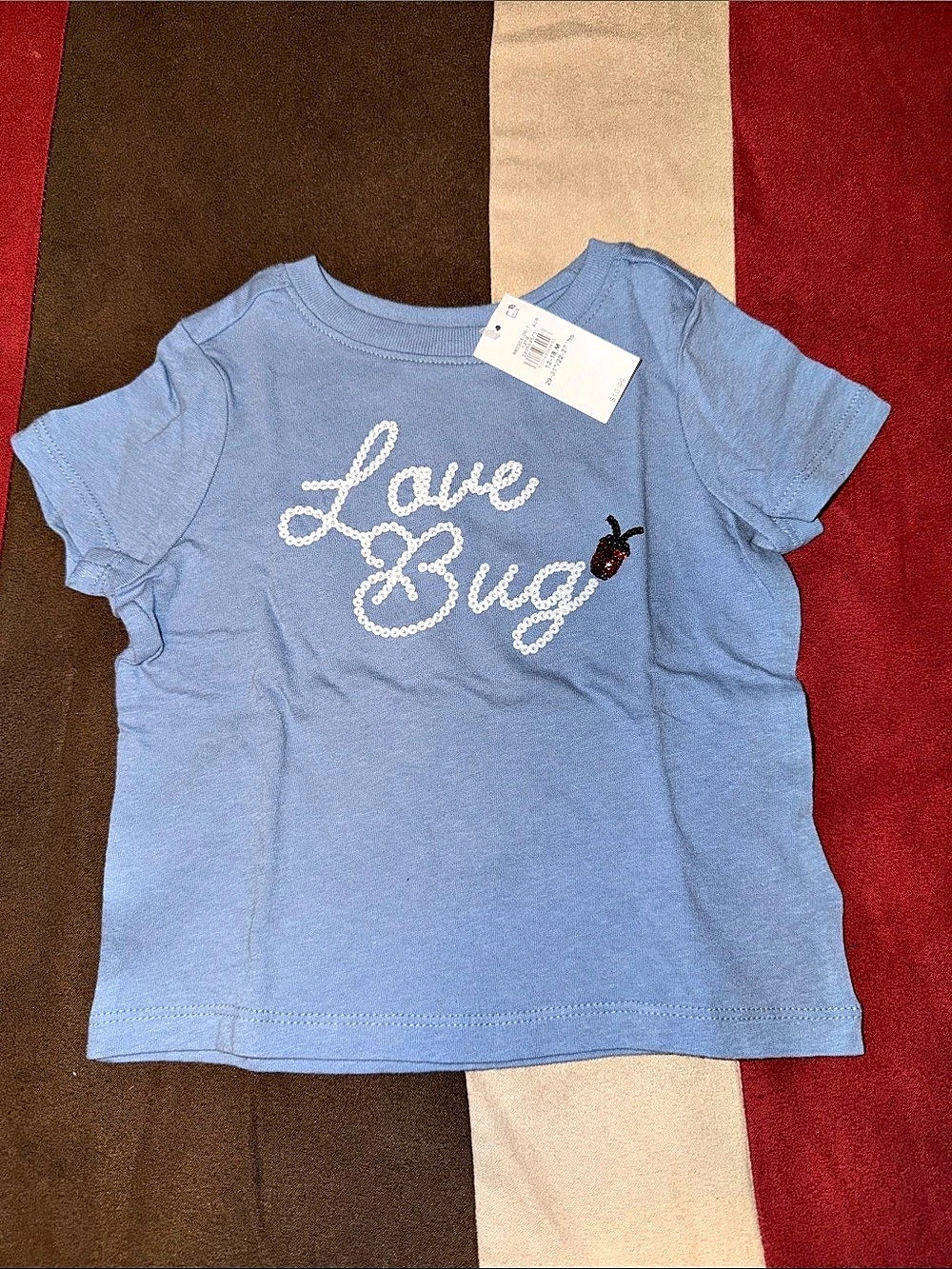 Old Navy Love Bug Graphic Tee Girls Blue Size 12-18